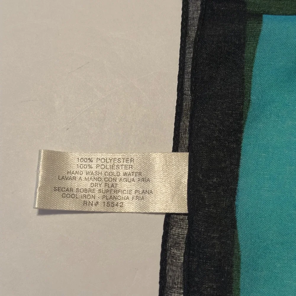 Kathie Lee Collection Blue Green Geometric ColorBlock Square Scarf Italy Y2K VTG
